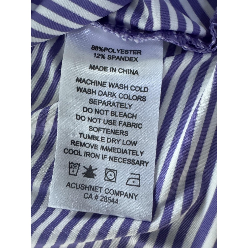 FootJoy Polo Shirt Mens XL Purple Stripe Short Sleeve Golf Stretch Bonitz Logo - Picture 7 of 10
